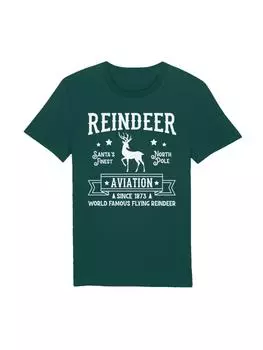 Футболка F4NT4STIC T-Shirt Reindeer Aviation Retro Weihnachts Sign, цвет glazed green