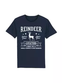 Футболка F4NT4STIC T-Shirt Reindeer Aviation Retro Weihnachts Sign, цвет french navy