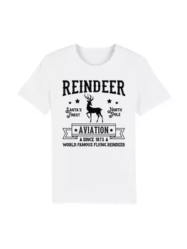Футболка F4NT4STIC T-Shirt Reindeer Aviation Retro Weihnachts Sign, белый