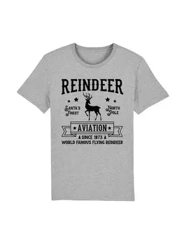 Футболка F4NT4STIC T-Shirt Reindeer Aviation Retro Weihnachts Sign, пятнистый серый