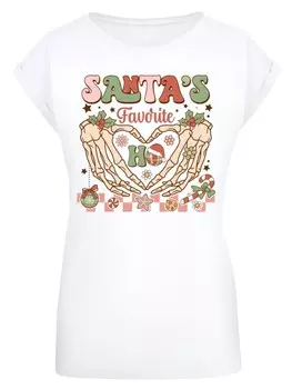 Футболка F4NT4STIC T-Shirt Santas favorite Ho Ho Ho Weihnachten, белый