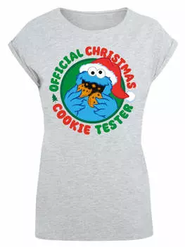 Футболка F4NT4STIC T-Shirt Sesamstrasse Weihnachten Keks Tester, пятнистый серый