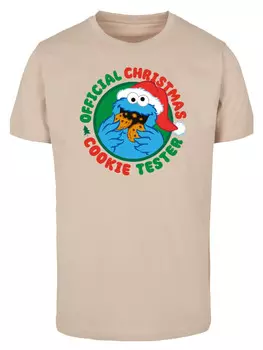 Футболка F4NT4STIC T-Shirt Sesamstrasse Weihnachten Keks Tester, песочный