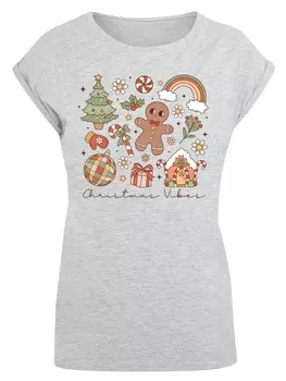 Футболка F4NT4STIC T-Shirt Weihnachten Vibes Cozy Cute Winter, пятнистый серый