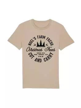 Футболка F4NT4STIC T-Shirt Weihnachts Trees Farm Retro Sign, цвет desert dust