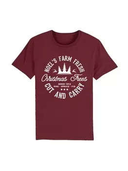 Футболка F4NT4STIC T-Shirt Weihnachts Trees Farm Retro Sign, цвет burgundy