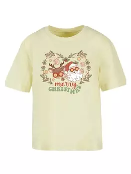 Футболка F4NT4STIC Tee Weihnachten Hippie Santa And Reindeer, цвет softyellow