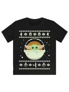 Футболка F4Nt4Stic The Mandalorian Baby Yoda Weihnachten, черный