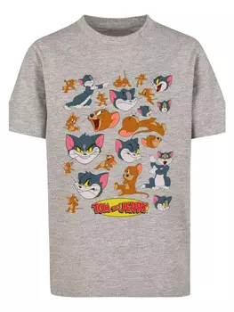 Футболка F4NT4STIC Tom and Jerry TV Serie Many Faces, пестрый серый