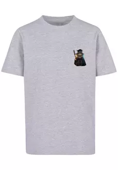 Футболка F4NT4STIC Wizard Cat UNISEX TEE, цвет grau meliert