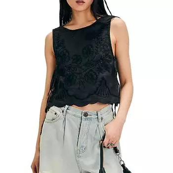 Футболка Faded Gardens с выцветшим принтом Free People, черный