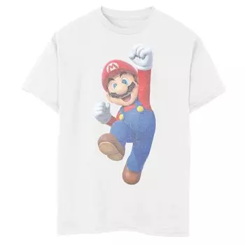 Футболка Faded Mario Jump с портретом Nintendo Super Mario для мальчиков 8–20 лет Licensed Character, белый