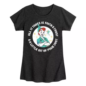 Футболка Faith Trust & Little Bit Of Pixie Dust для девочек 7–16 лет с изображением Питера Пэна Disney Disney