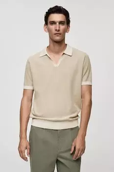 Футболка Falk с воротником Mango, бежевый