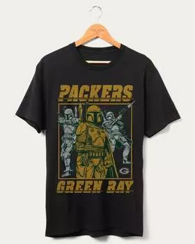 Футболка фаната Packers Star Wars Boba Fett Showdown Junk Food Clothing, черный