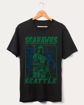Футболка фаната Seahawks Star Wars Boba Fett Showdown Junk Food Clothing, черный