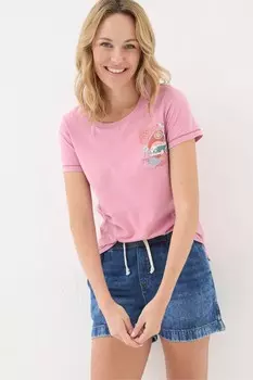 Футболка Fatface Flower Power из 100% хлопка Fat Face, розовый