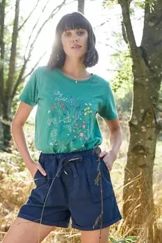 Футболка FatFace National Forest с цветочным принтом Fat Face, зеленый