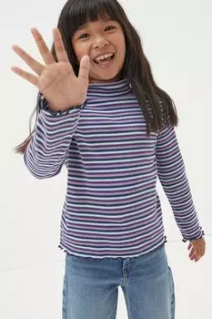 Футболка FatFace с высоким воротником и полосатым узором Fat Face, фиолетовый