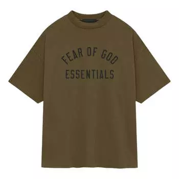 Футболка Fear of God Essentials Jersey Crewneck Tee 'Olive', оливкого-зеленый