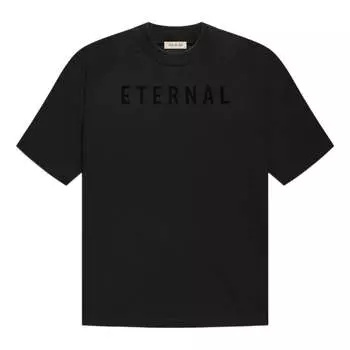 Футболка Fear of God Eternal Logo Flocked Crewneck T-Shirt 'Black', черный