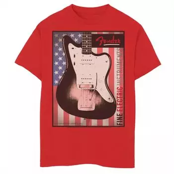 Футболка Fender Fine Instruments с плакатом и флагом США для мальчиков 8–20 лет Licensed Character