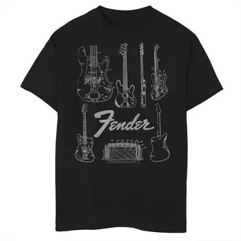 Футболка Fender Guitar Line Art для мальчиков 8–20 лет Licensed Character
