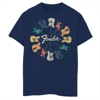 Футболка Fender Retro Guitars Kaleidscope для мальчиков 8–20 лет Licensed Character, темно-синий