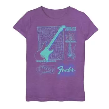 Футболка Fender Stratocaster с гитарной сеткой для девочек 7–16 лет Licensed Character