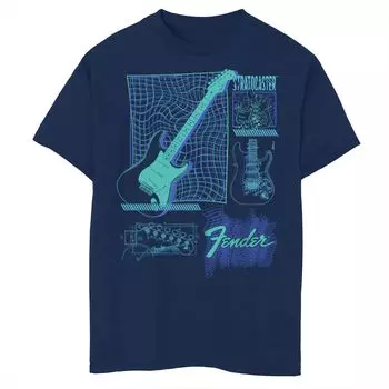Футболка Fender Stratocaster с инфографической схемой для мальчиков 8–20 лет Licensed Character