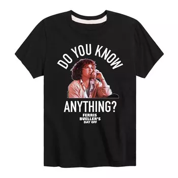 Футболка Ferris Bueller Know Anything для мальчиков 8–20 лет с рисунком Licensed Character, черный