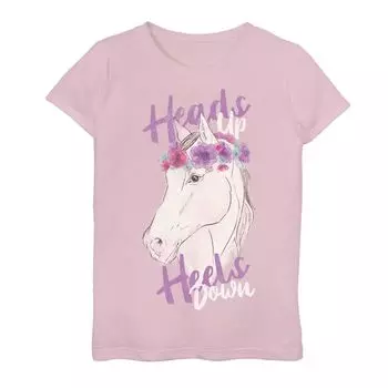 Футболка Fifth Sun Heads UP Heels Down Horse для девочек 7–16 лет с рисунком лошади Licensed Character, розовый