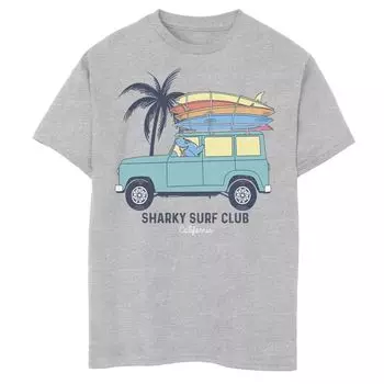 Футболка Fifth Sun Sharky Surf Club для мальчиков 8–20 лет с доской для серфинга «Акула в фургоне» с мультяшным рисунком Fifth Sun