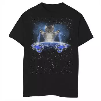 Футболка Fifth Sun Spinner Cat In Space Over Earth для мальчиков 8–20 лет с графическим рисунком Fifth Sun