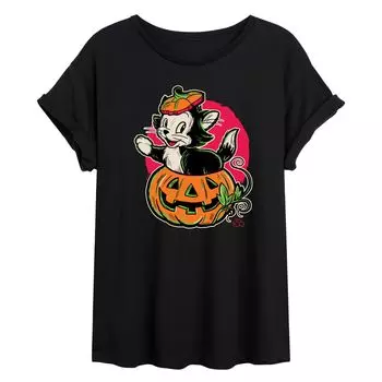 Футболка Фигаро с струящимся рисунком тыквы Disney 100 Juniors' Licensed Character