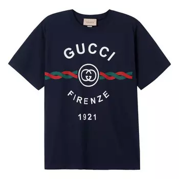 Футболка firenze print tee 'navy' Gucci, синий
