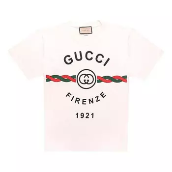 Футболка firenze print tee 'white' Gucci, белый