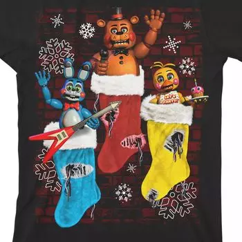 Футболка Five Nights at Freddy's Christmas Stockings для мальчиков 8–20 лет с рисунком Licensed Character