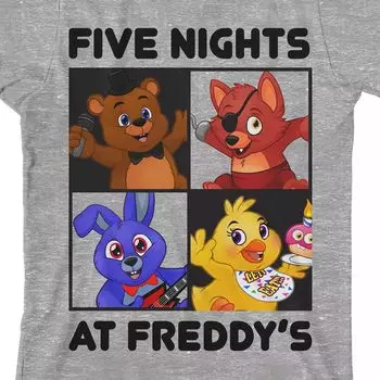 Футболка Five Nights At Freddy's с изображением персонажей чиби для мальчиков 8–20 лет Licensed Character