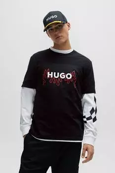 Футболка Flame с логотипом Hugo, черный