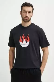 Футболка Flames из хлопка adidas Originals, черный