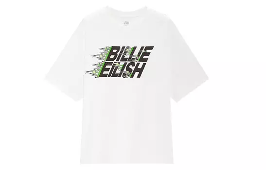 Футболка Flames X Takashi Murakami X Billie Eilish белая Uniqlo
