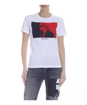 Футболка Flaming из хлопка в стиле колор блок Karl Lagerfeld, белый