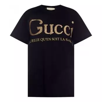 Футболка flash printing short sleeve black Gucci, черный