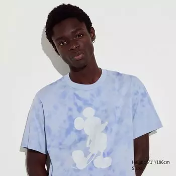 Футболка флисовая Uniqlo Mickey Stands с рисунком, синий