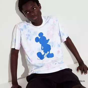 Футболка флисовая Uniqlo Mickey Stands с рисунком, синий