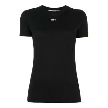 Футболка floral short sleeve letter logo Off-White, черный