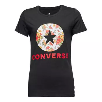 Футболка flowers printing short sleeve black Converse, черный