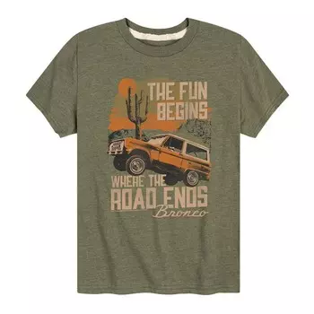 Футболка Ford Bronco Fun с рисунком для мальчиков 8–20 лет Licensed Character, цвет Heather Military Green