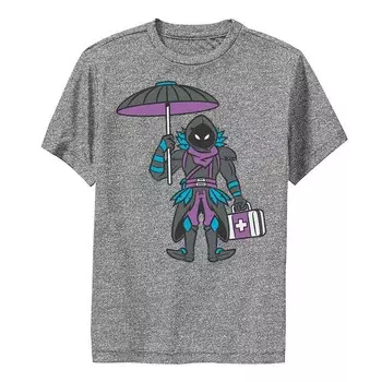 Футболка Fornite Raven с зонтиком и чемоданом для мальчиков Licensed Character, цвет Charcoal Heather